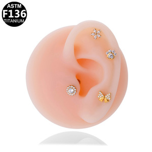 <b>Titanium</b> Butterfly <b>Stud</b> Earrings With Crystals For Ear Bone Piercing Jewelry Gift ASTM F136 <b>Titanium</b> - Product Image 2