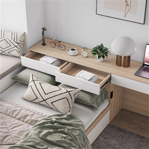 Modern Hotel Bedroom Furniture Set, Customizable Wood Bed with <b>Storage</b> & Desk, Durable Space-Saving Eco-Friendly Apartment Guest - Product Image 5