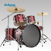 Beginner Professional Adjustable Wood Drum Set 5-Piece 2/3/4 Cymbal Poplar PVC Construction Practice Performance Percussion