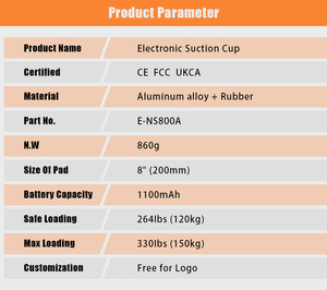 भारी शुल्क पोर्टेबल ग्रेनाइट लिफ्टर पत्थर उठाने उपकरण इलेक्ट्रिक वैक्यूम सक्शन कप संरचना टाइल ग्लास लकड़ी 150 किलो क्षमता - Product Image 6