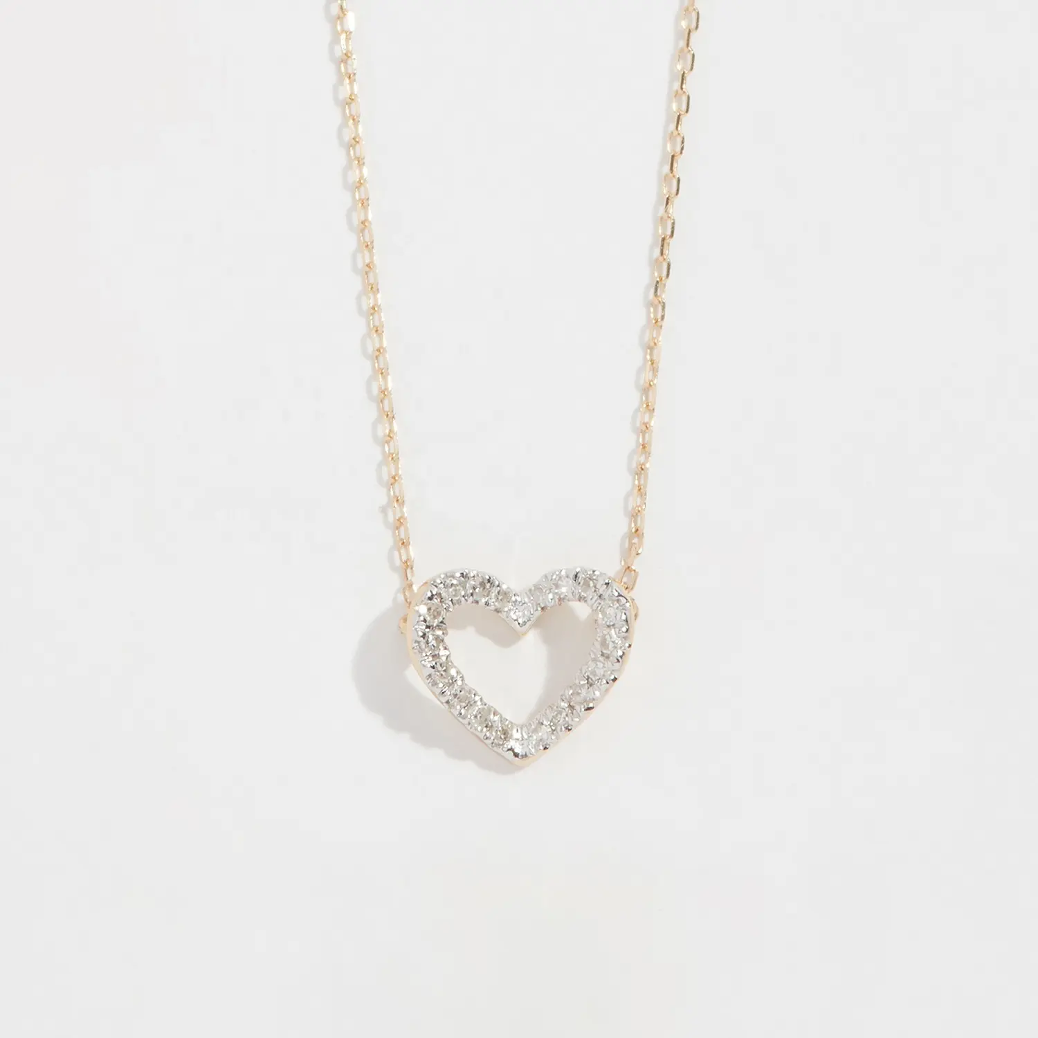 LOZRUNVE 925 Silver Pave Diamond CZ Open Heart Necklace Jewelry