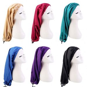 Bonnet en satin double couche ajustable personnalisé avec logo pour femmes aux cheveux longs, tresses et dreadlocks, idéal pour toutes les saisons - Vente en gros - Product Image 2