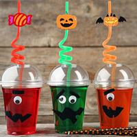 Pailles folles réutilisables en plastique de qualité alimentaire et écologiques pour Halloween - Accessoires de boisson parfaits pour les cadeaux de fête de Noël
