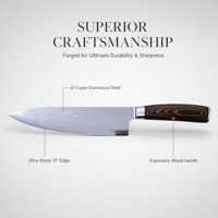 Ensemble de couteaux de cuisine en acier Damas, couteau de chef, couteau Santoku, couteau utilitaire, manche en bois coloré, lame tranchante pour la cuisine à domicile