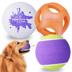 Köpek gıcırtılı kauçuk oyuncak 1 paket 3 köpek topları sürdürülebilir Iteractive Pet oyuncak top