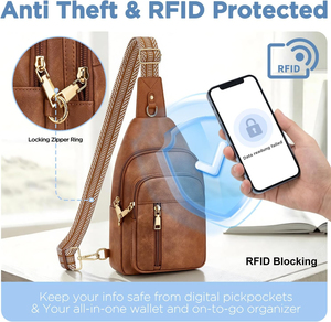 Bolsos cruzados antirrobo para mujer, bolso bandolera RFID, bolso de viaje cruzado de cuero vegano para mujer y hombre - Product Image 2