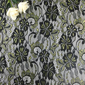 Tissu en dentelle française nigériane à motif floral en fil d'or en gros avec tissu en dentelle <span class=keywords><strong>suisse</strong></span> ajouré pour robe de soirée - Product Image 3