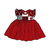 Robe de fête pour bébé fille, en bambou tricoté, imprimée sur mesure, douce, à manches courtes, longueur genou, style tutu, pour l'été