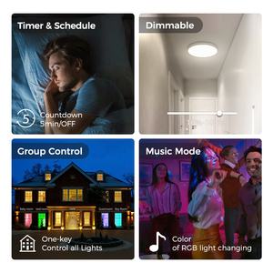 Thông Minh Trong Nhà Ánh Sáng Nhà 24W Ánh Sáng Trần Wifi Tuya Ứng Dụng Điều Khiển Bằng Giọng Nói Đa Màu Sắc Trang Trí 12Inch 300Mm LED Trần Ánh Sáng - Product Image 4