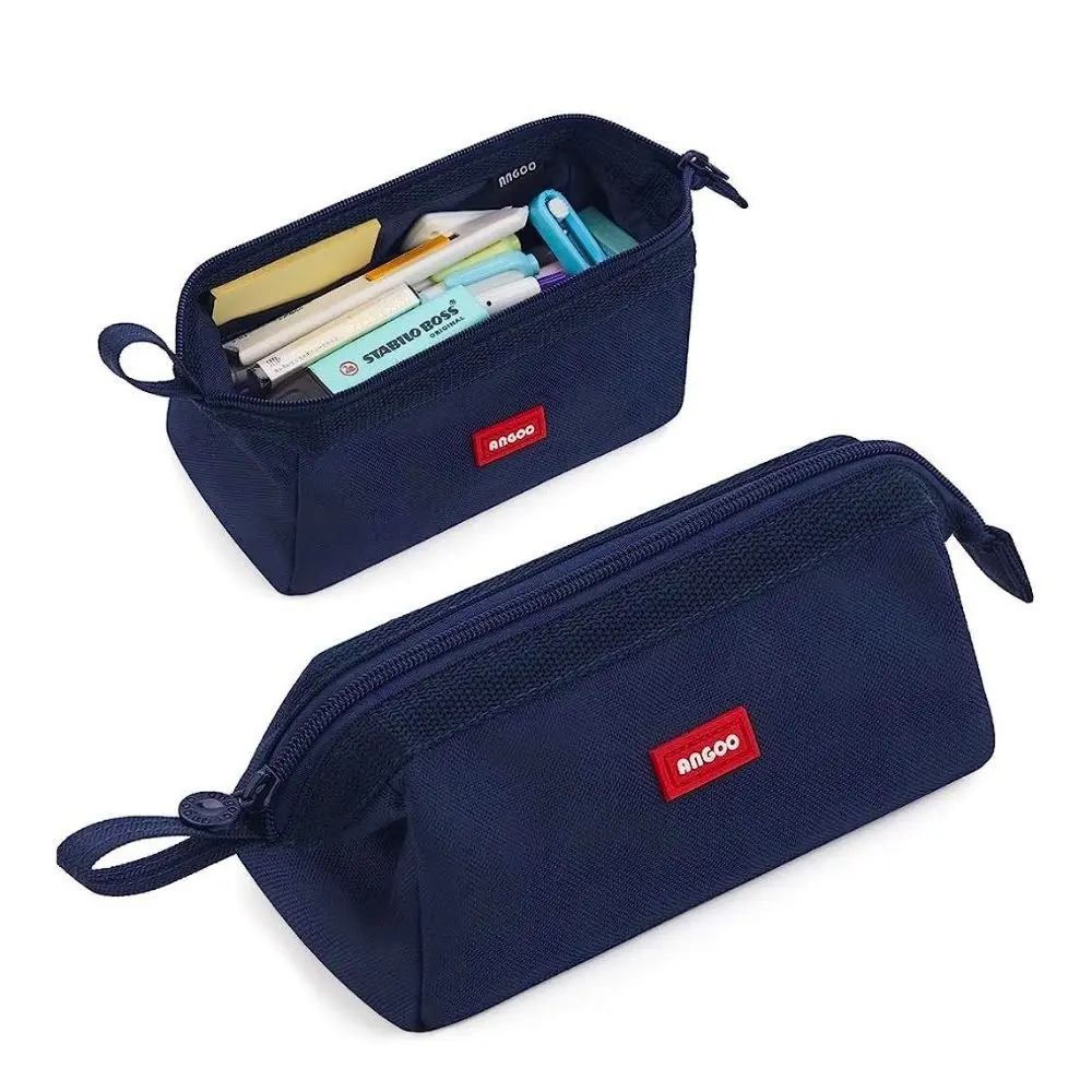 Personalizar Lona Boca Larga Escola Grande Capacidade Zipper Bolsa Lápis Pen Bag Lápis Caso para o Escritório da Escola Adolescente Menina Menino