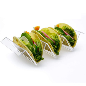 Clair Vague Forme Acrylique Porte-Taco Taco Plateau Avec Poignée Pour <span class=keywords><strong>La</strong></span> Maison Restaurant Table À Manger De Bureau - Product Image 3