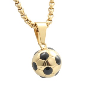yunnique Stainless Steel Soccer Ball Pendant Geometric Design Polished Men's Necklace Gift Occasion - Product Image 5