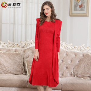 De manga larga de las mujeres vestido plisado <span class=keywords><strong>Mujer</strong></span> <span class=keywords><strong>Plus</strong></span> tamaño vestidos de - Product Image 4