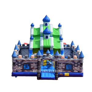 Castillo Inflable 8x8m, Combinación Azul <span class=keywords><strong>Gris</strong></span>, Castillo Medieval con Caballeros, Casa de Juegos Inflable para Patio Trasero, Parque Infantil Inflable, Ciudad de Diversión - Product Image 6