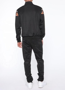 Veste de survêtement pour homme en coton 100% noir à imprimé floral léopard, fermeture éclair intégrale, style streetwear, coupe classique, vêtements d'hiver - Product Image 2