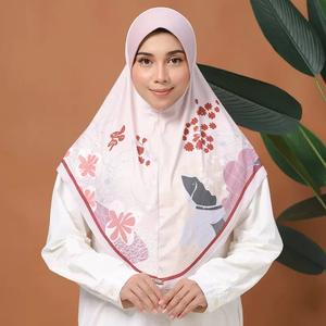 Haute qualité femmes musulmanes <span class=keywords><strong>voile</strong></span> deux couches fleur imprimé chapeau <span class=keywords><strong>islamique</strong></span> ethnique fille en mousseline de soie strass écharpe Turban instantané Hijab - Product Image 3