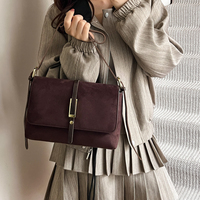 Sac à main vintage pour femme, carré, couleur unie, en daim et cuir, sac bandoulière pour le quotidien