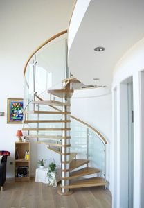 Alta calidad pequeño espacio barandilla <span class=keywords><strong>de</strong></span> vidrio <span class=keywords><strong>de</strong></span> <span class=keywords><strong>diseño</strong></span> hierro escalera en espiral para escalera interior - Product Image 3
