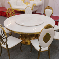Großhandel Moderner Goldener Edelstahl-Marmortisch, Langlebiger Hochzeits- und Bankett-Tisch für Hotel, Esszimmer und Wohnräume