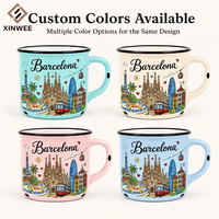 Tasse à café en céramique souvenir de Barcelone, Espagne, avec impression de dessin animé mignon, motif de monument du parc, design en grès, personnalisable OEM ODM, vente en gros