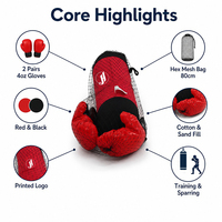 Ensemble de sacs de frappe pour enfants avec support réglable en hauteur, gants de boxe de 4 oz, équipement d'entraînement de boxe gonflable autoportant, vente en gros