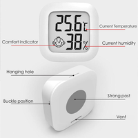 Termometer Higrometer Digital Dalam Ruangan, Monitor Suhu dan Kelembapan Ruangan LCD Mini dengan Fitur Kenyamanan, Dapat Dipasang di Dinding & Meja