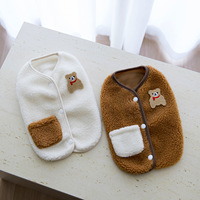 Veste chaude pour chien avec motif d'ours, en polaire douce, avec poche boutonnée, pour l'automne et l'hiver, pour chat, chiot