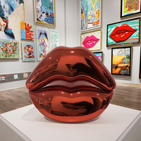 Sculpture de lèvre rouge populaire en résine galvanoplastie décoration de la maison colorée Statue de lèvre de bouche en fibre de verre artisanale