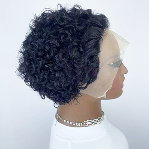 Perruques Lace Front courtes bouclées Perruques <span class=keywords><strong>cheveux</strong></span> humains 13X1 <span class=keywords><strong>coupe</strong></span> Pixie perruques <span class=keywords><strong>cheveux</strong></span> humains courts <span class=keywords><strong>bouclés</strong></span> perruques courtes pour les femmes <span class=keywords><strong>cheveux</strong></span> humains couleur naturelle - Product Image 3