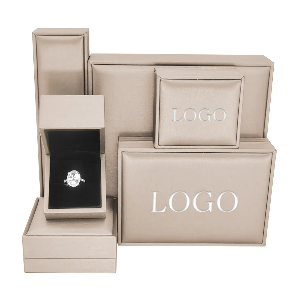 Dongyue caixa de jóias de ouro, anel personalizado de luxo em couro pu com caixa de joias, brincos e caixa de presente