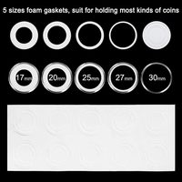 100 pièces de capsules de pièces de 30mm et 5 tailles (17/20/25/27/30mm) étui de protection pour porte-monnaie avec boîte de rangement en plastique
