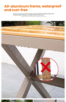 Ensemble de salle à manger d'extérieur en aluminium complet, meubles de patio, table avec coussin, 4 chaises - Ensemble de balcon de jardin moderne léger et antirouille