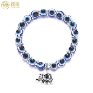 ZHENXI Hot Sale Bohemia Lucky Blue Evil Eyes Beaded The Hand Of Fatima Elephant Owl Charm Bracelet for Women and Girls Men