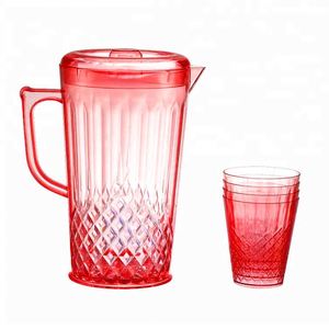 2L Best Food Grade Plastic Crystal Wide Mouth Promotional Plastic Cold Water Jug Bottle <b>Cup</b> <b>Set</b> with Lid and 4 Pcs Glasses - Product Image 6