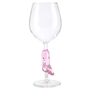 High Borosilicate Goblet pink high heels Shape Wine Cup Transparent Glass