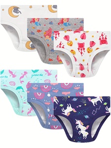 Lot Aléatoire de 6 Culottes pour Filles Coton Doux et Joli Motif Dessin Animé Sous-vêtements Enfants Slips Boxers Fille - Product Image 3