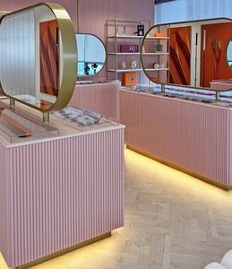 Di fascia alta su misura di qualità popolare rosa scanalato Design espositore di <span class=keywords><strong>gioielli</strong></span> da tavolo espositore <span class=keywords><strong>gioielli</strong></span> da tavolo - Product Image 4