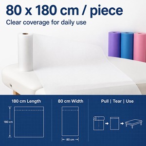 Rouleau de draps jetables en tissu non tissé blanc uni pour table de massage, spa, clinique, taille adulte, toutes saisons - Product Image 5