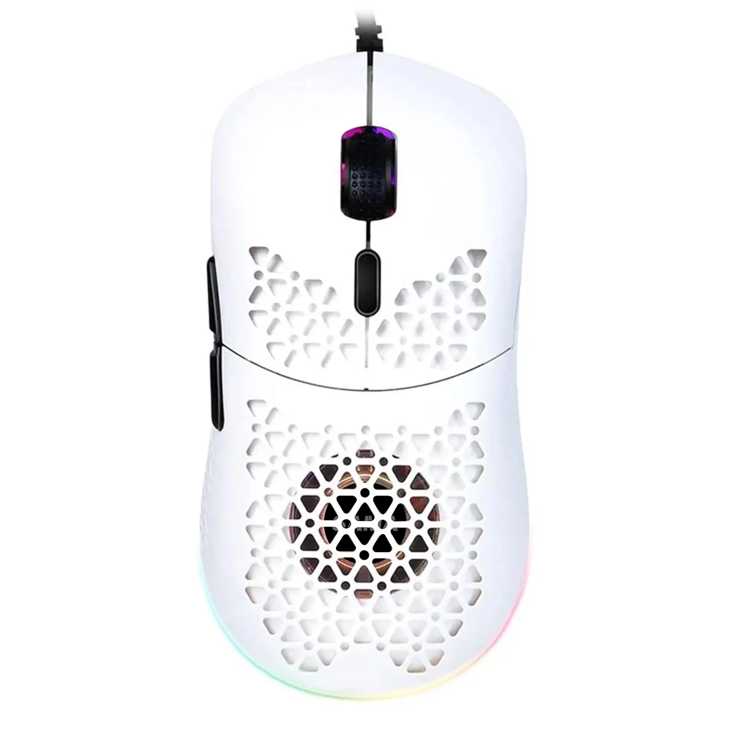 SAMA Manufacturers Hot Selling Wired Lightweight Honeycomb Desktop PC Gaming Mouse RGB Backlight Gamer Mice With Built-in Fan