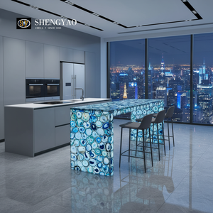 Barra de <span class=keywords><strong>Bar</strong></span> o Isla de Cocina de Ónix Azul Translúcido de Primera Calidad, Elegante, para Hogar o <span class=keywords><strong>Bar</strong></span> Comercial - Product Image 1