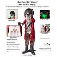 Décoration d'Halloween géante de 2m : Capitaine Pirate Fantôme Debout, Électrique et Activée par Détection de Mouvement, pour Maison Hantée Extérieure (Produit Transfrontalier)