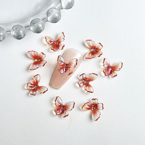 Vente en gros de breloques pour ongles en résine 3D AB mélangées, effet papillon, dégradé aurore rouge, rose, bleu, blanc, accessoires de décoration pour nail art - Product Image 6