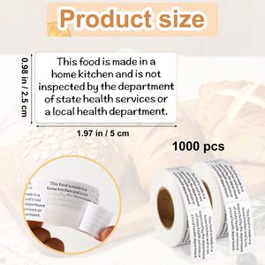 1000 Etiquetas Adhesivas para Alimentos, Impresas Térmicamente, Forma Rectangular, Rollo <span class=keywords><strong>de</strong></span> Embalaje para Cocina, Panadería y Hogar - Product Image 2