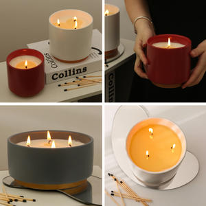 Ensemble de porte-bougies en céramique cylindriques avec logo personnalisé, décoration d'intérieur DF1687 DF1782 DF1726 - Product Image 4