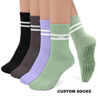 Haute Qualité Personnalisé Conception Personnalisée Bambou Coton Logo Brodé Coloré Anti-dérapant Grip Gym Yoga Pilates Chaussettes