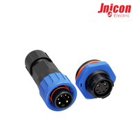 Connecteur étanche assemblé M16 2 broches femelle, filetage IP67, broches en laiton plaqué or pour câblage d'équipement