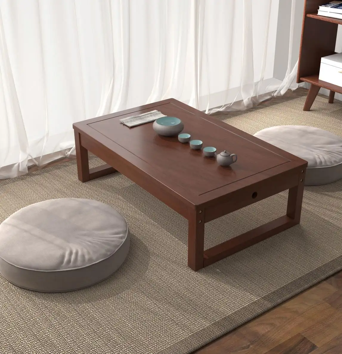 Asian Style Living Room Low Table Japanese Vintage Indoor Wooden Furniture Tatami Floor Coffee Tea Table