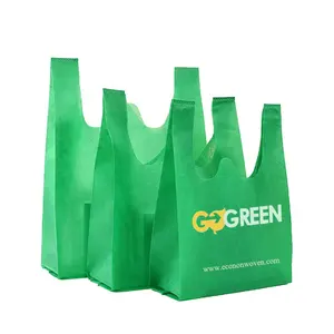 Wholesale Non Woven Eco Friendly Hand Green Bag Nonwoven Vest T Shirt Bag Non Woven