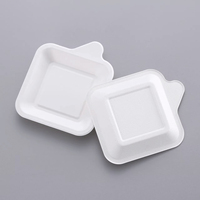 Mini Plateau à Gâteau en Bagasse Écologique Compostable, Assiette à Dessert Jetable, Compatible Micro-ondes pour Brownies, Petits Gâteaux, Mariages et Fêtes