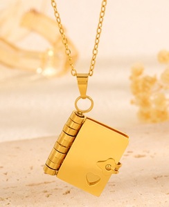Collana in Acciaio al Titanio Bestseller Transfrontaliero, con Lettera d'Amore Apribile, per Ragazze, Collana Personalizzata Elegante a Forma di Libro per Coppie - Product Image 3